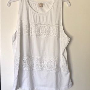 Embroidered white tank